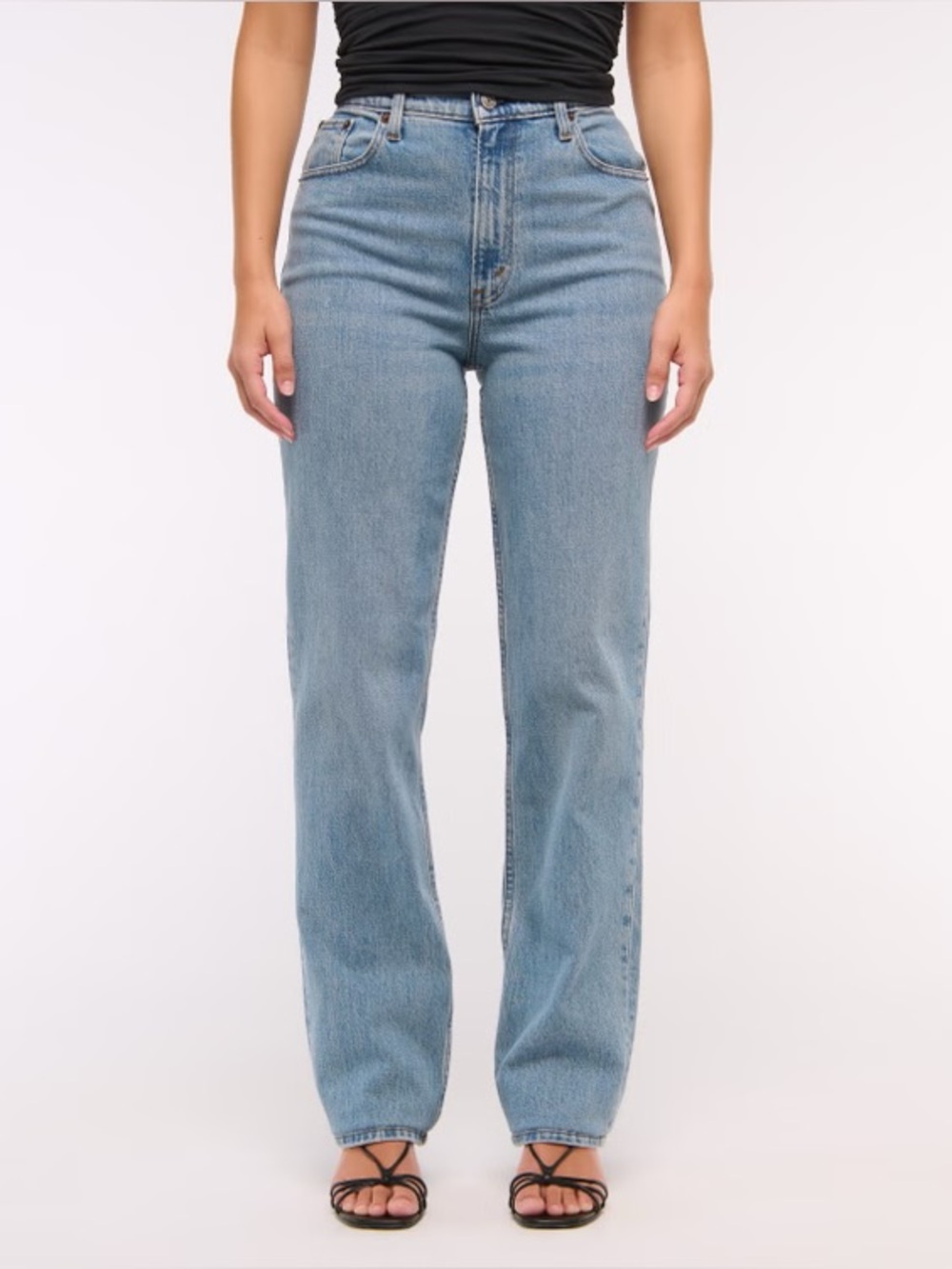 NWT Long Abercrombie Curve Love Ultra High Rise 90s Straight High-Rise Jeans - Picture 1 of 4